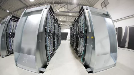 Fisheyed server room