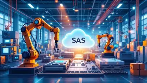 Modern manufacturing facility australia new zealand robotic arms saas digital overlay industrial setting
