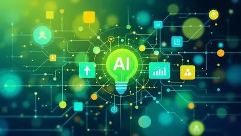 Abstract digital ai technology nodes circuits business graphs customer engagement global digital transformation