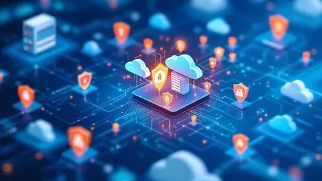 Story image (Realistic illustration complex network servers cloud icons data flows cybersecurity shields.webp)