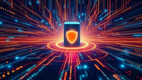 Story image (Digital data streams converging on protected central network server shield.webp)