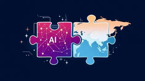 Ai digital brain asia pacific map puzzle pieces technology integration collaboration