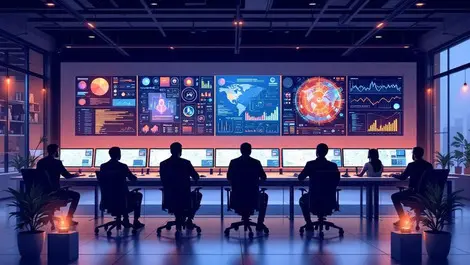 Soc analysts ai driven mdr threat maps us india office scene