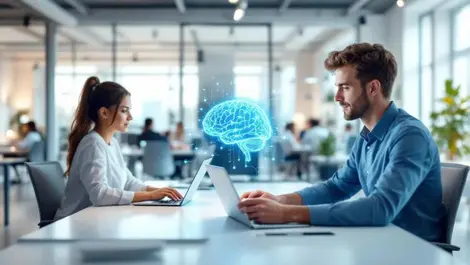 Modern uk office ai hr assistant brain network minimalist scene