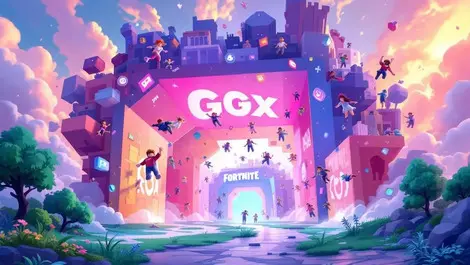 Brand logo portal dissolving into multiple gaming world gateways